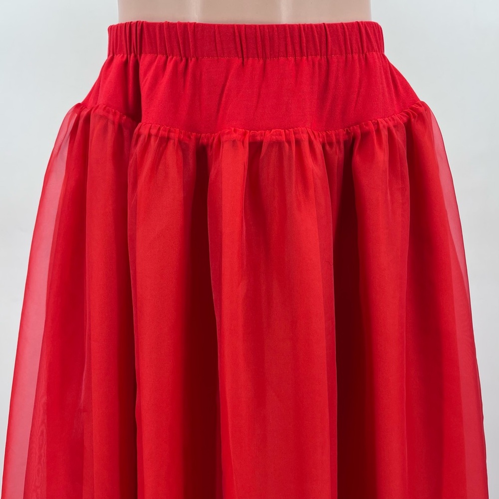 Reformation Nuria Red Drop Waist Retro Tulle Formal Midi Skirt Size Medium - Picture 6 of 12